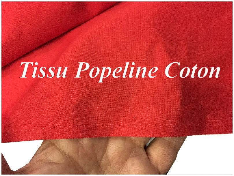 Red Cotton Poplin Fabric Roll by 50 Meters in Wide Width