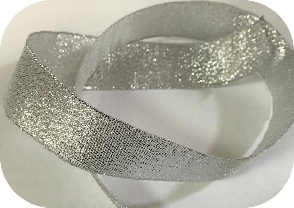Ruban Argenté organza en 28 mm pour la décoration et la customisation