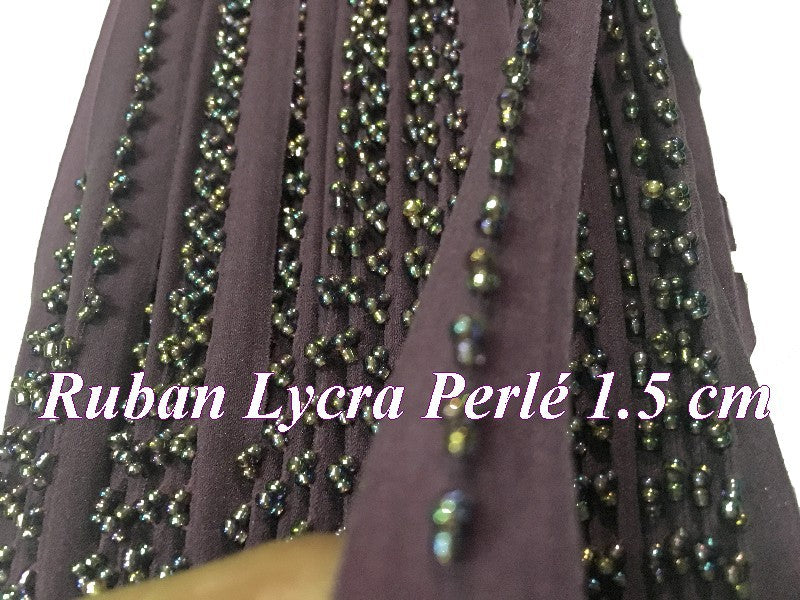 Ruban Biais Lycra perlé en Couleur Violet pour Lingerie Et Customisations de vetements Elasthanne