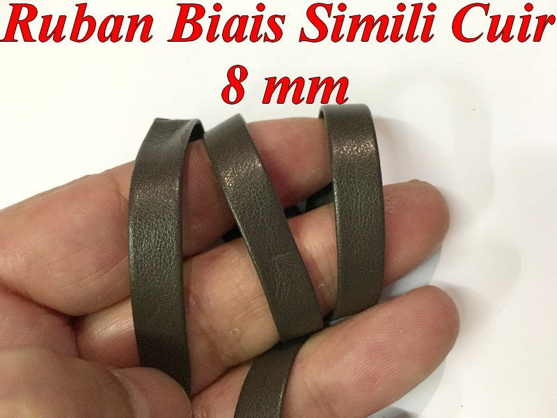 Ruban Biais Simili Cuir Mat Marron Choco Au Mètre En 8 mm Couture.
