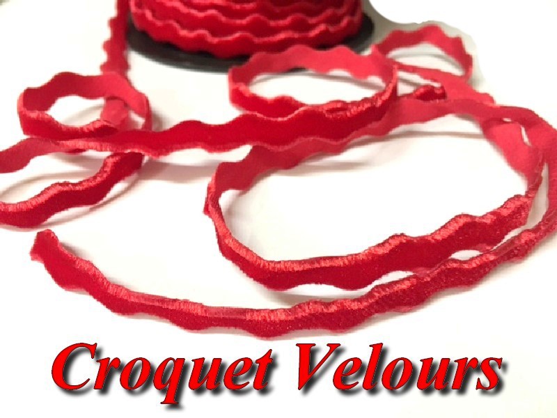 Ruban Croquet Velours Sepentine en 6 mm pour Loisirs Créatifs Et Customisations Rouge