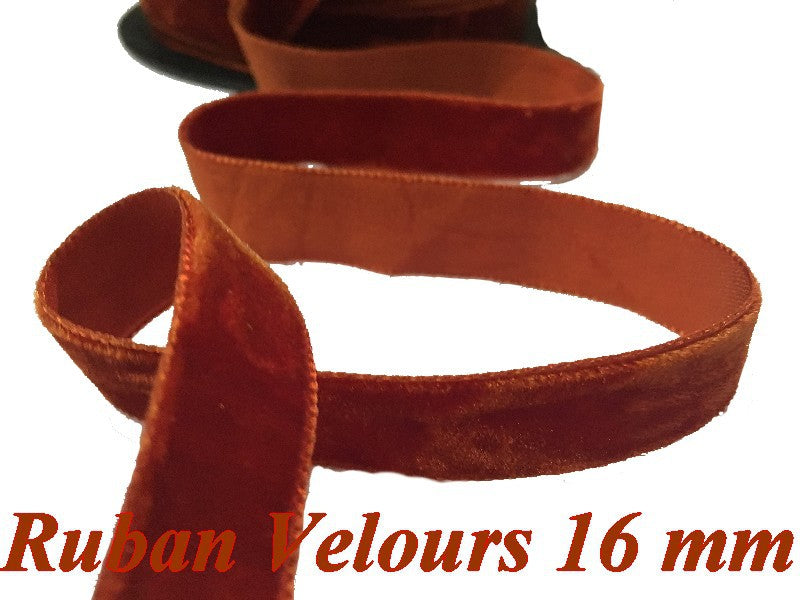 Ruban De Velours en 16 mm Couleur Brique Pour vetements et Loisirs Créatifs