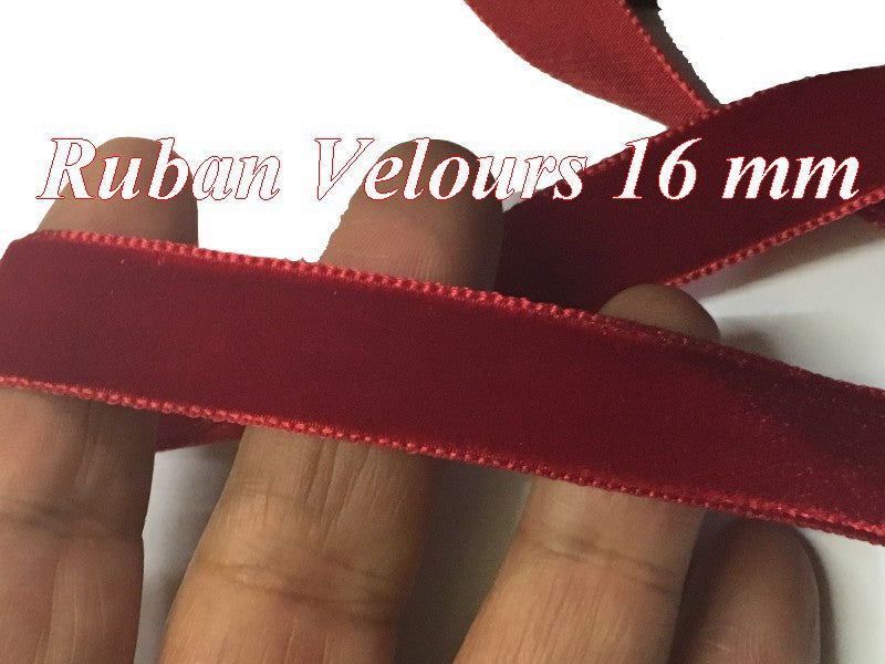 Ruban De Velours en 16 mm Couleur Rouge Pour vetements et Loisirs Créatifs