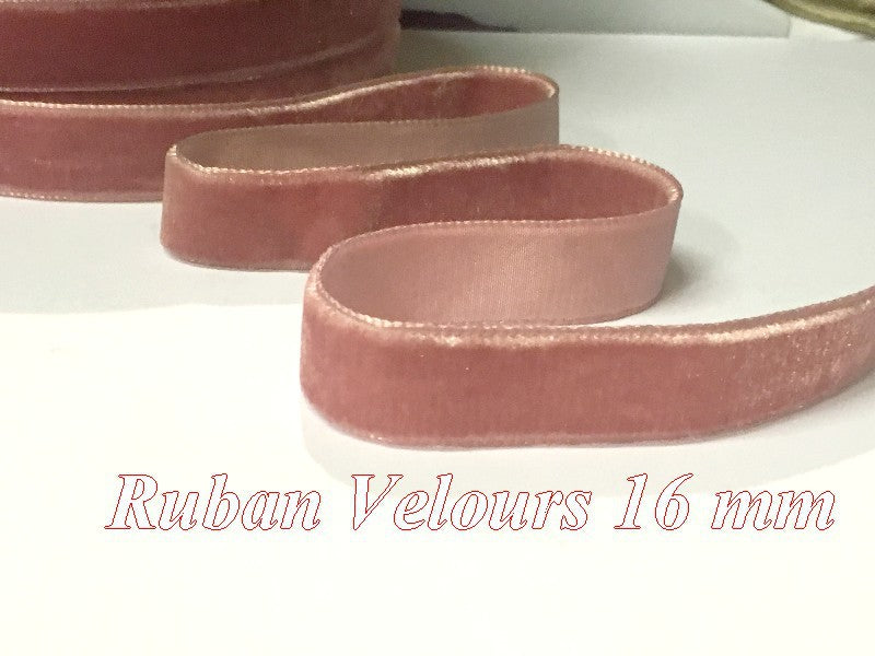 Ruban De Velours en 16 mm Couleur Vieux Rose Pour vetements et Loisirs Créatifs