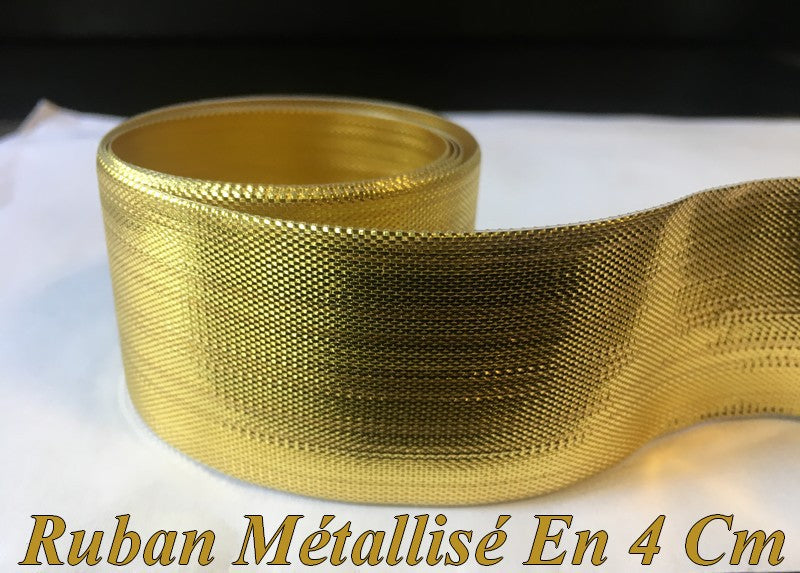 Ruban Doré Or Métallisé Lurex Au Mètre En 4 Cm De Largeur A Coudre.