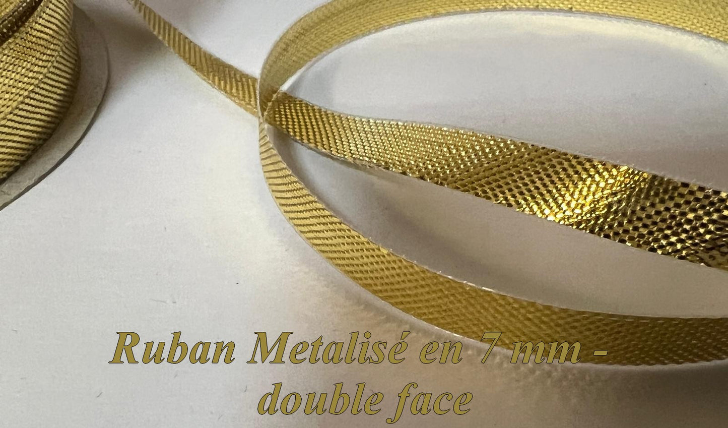 Cinta de Lurex Metalizada Dorada de Doble Cara por Metros de 7 mm de Ancho para Coser.