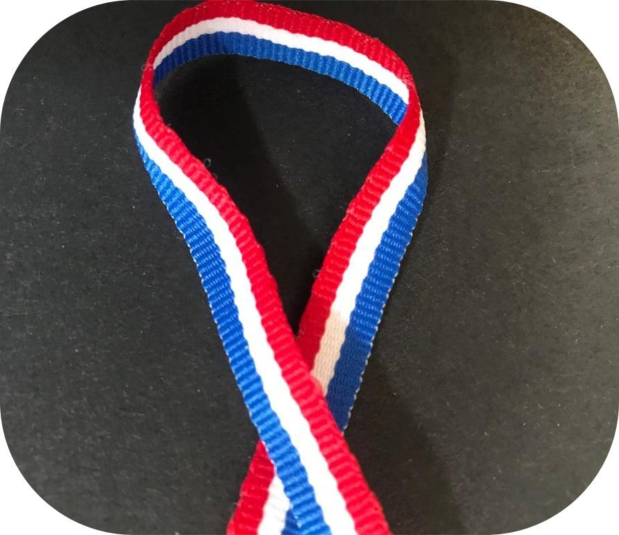 "Ruban en gros-grain bleu, blanc, rouge : L'élégance tricolore pour toutes vos créations"