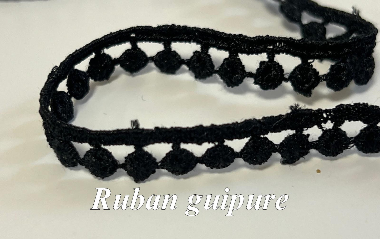 Black cotton guipure Picot ribbon – A refined detail for your couture creations!