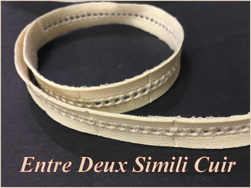 Ribbon Between Two In Ecru Matte Faux Leather By The Meter To Sew.