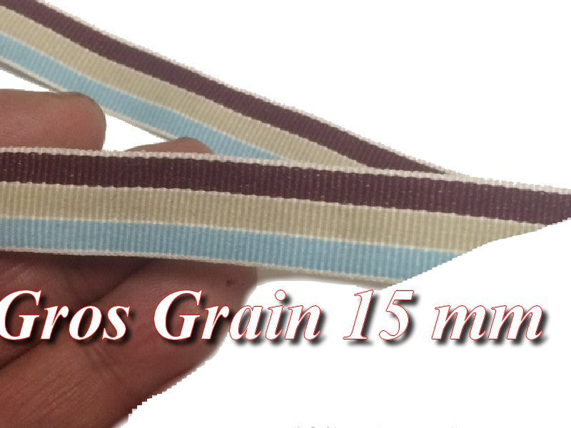 Ruban Gros Grain 15 mm Multicolor A Coudre Pour Loisirs Créatifs Et Décorations.