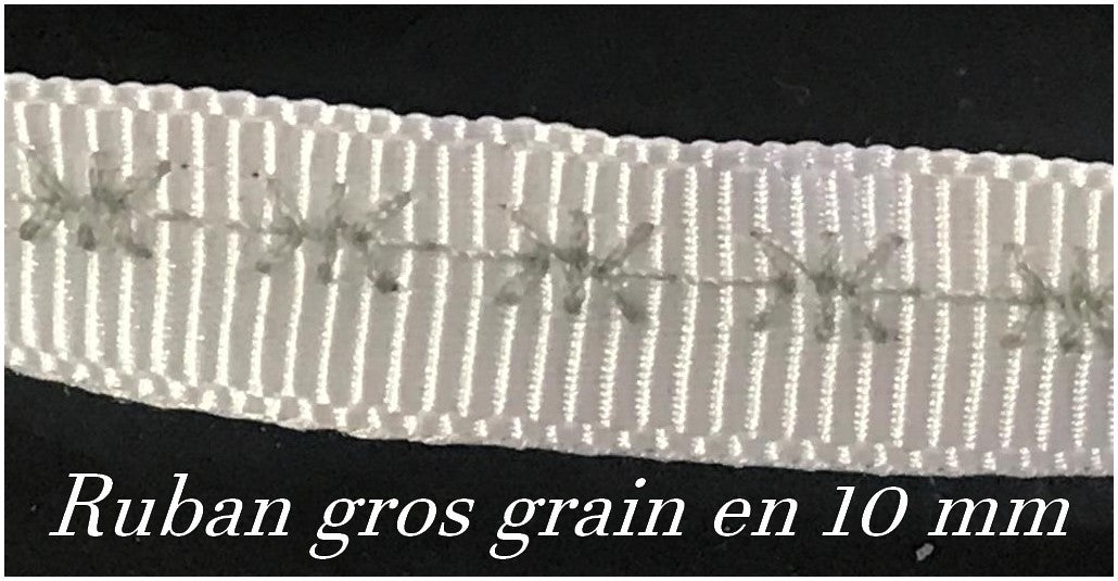 "Ruban Gros grain blanc en 10 mm imprimé : Élégance et style pour vos projets créatifs !"