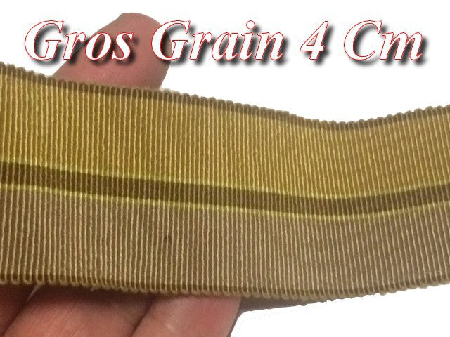 Ruban Gros Grain En 4 cm Beige Moutarde A Coudre Pour Loisirs Créatifs Et Décorations.