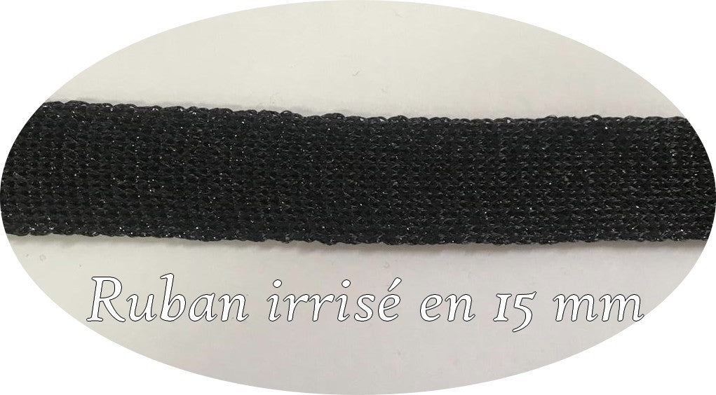 Cinta iridiscente negra de 15 mm: brillo y elegancia para todas tus creaciones.