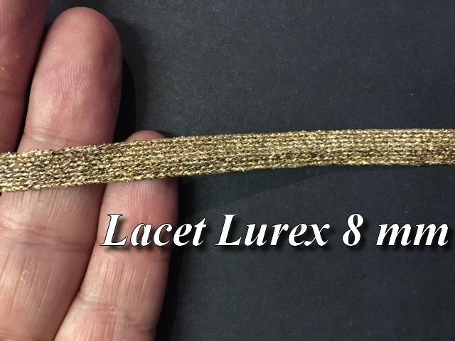 8mm Gold Lurex Lace Ribbon - Gold To Sew For Crafts And Decorations.