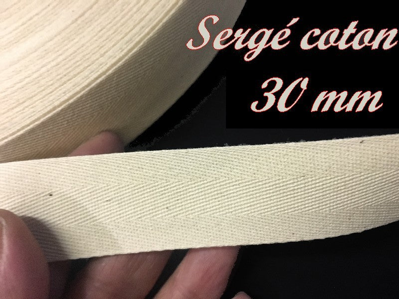 Cinta de Encaje de Sarga por Metros en Color Crudo Natural de 3 cm en Algodón para Coser para Hobbies Creativos y Decoraciones.