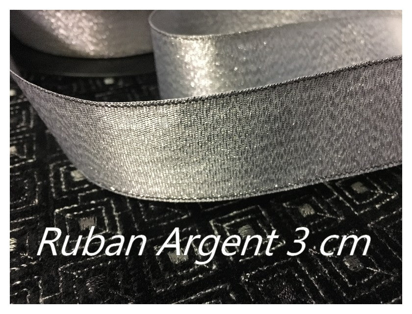 3 cm Silver Lurex Ribbon for Sewing for Decorations and Crafts