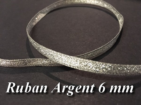 6mm Silver Lurex Ribbon for Sewing for Crafts and Decorations.