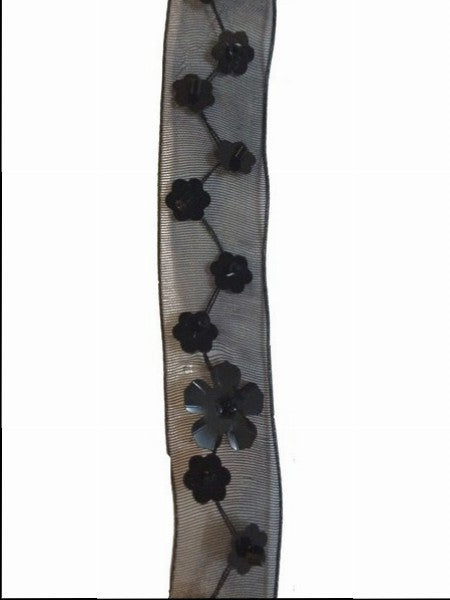 1.8cm Black Sequin Organza Ribbon