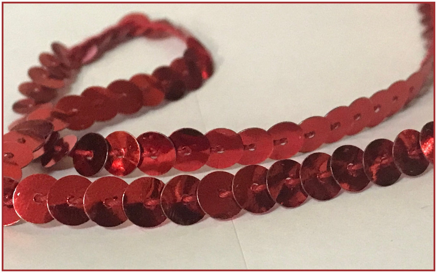 red sequin ribbon, cheap red sequin thread by the meter