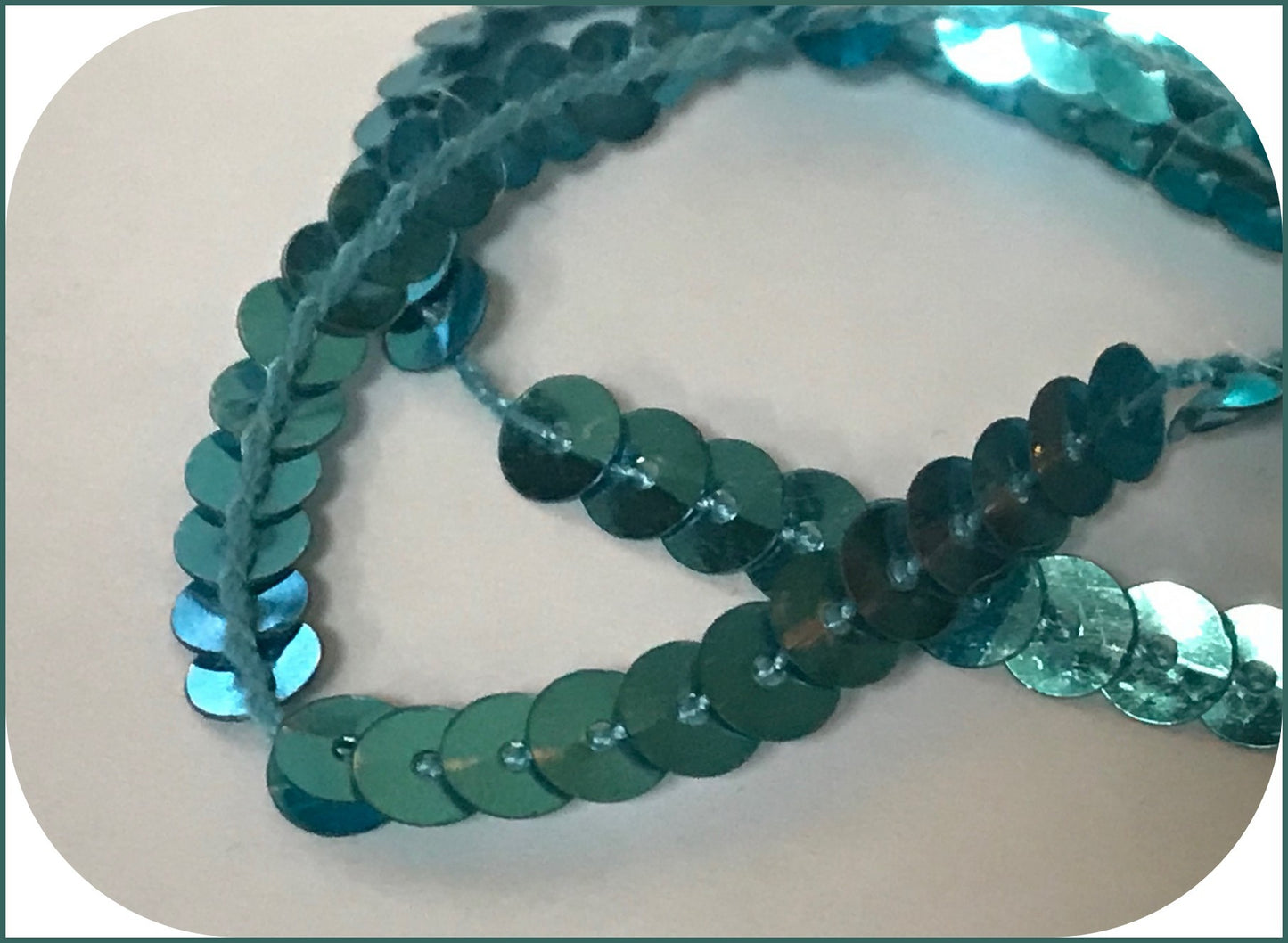 turquoise sequin ribbon, cheap turquoise sequin thread by the meter