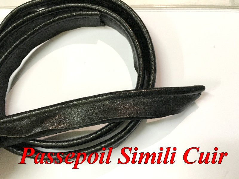 Ruban Passepoil Simili Cuir Mat Noir Au Mètre Couture.