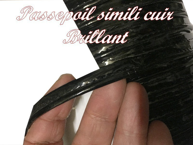 Ruban Passepoil Simili Cuir Vinyl Noir Au Mètre Couture.