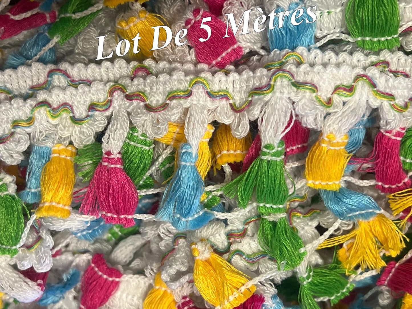 🌈 Lot de 5 mètres de Ruban Pompon Multicolore –