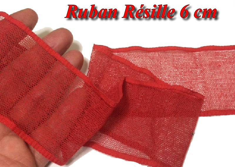 6cm Red Mesh Ribbon by the Meter for Sewing, for Creative Hobbies