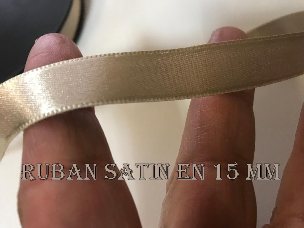 Beige Satin Ribbon 15 mm / 1.5 cm per meter for decorations and crafts