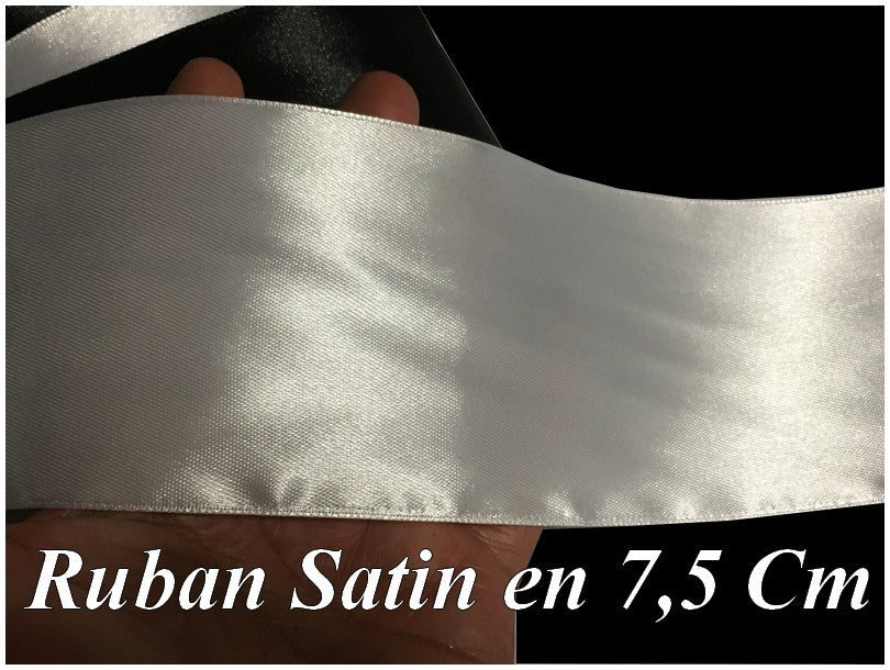 Ruban Satin Blanc En 75 mm / 7,5 Cm Au Mètre Pour Décorations Et Loisirs Créatifs