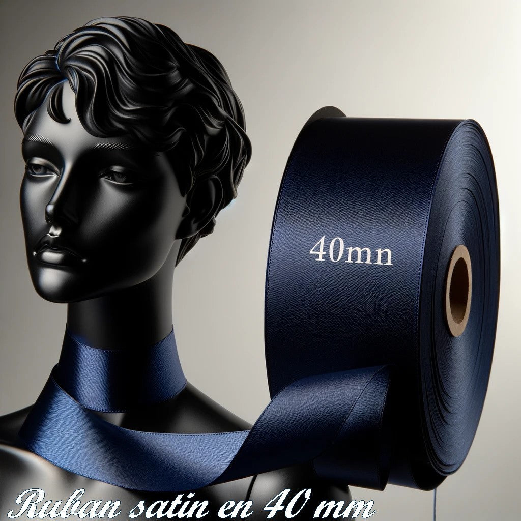 Navy Blue Satin Ribbon 40 mm by the Meter for Sewing Decoration and Crafts