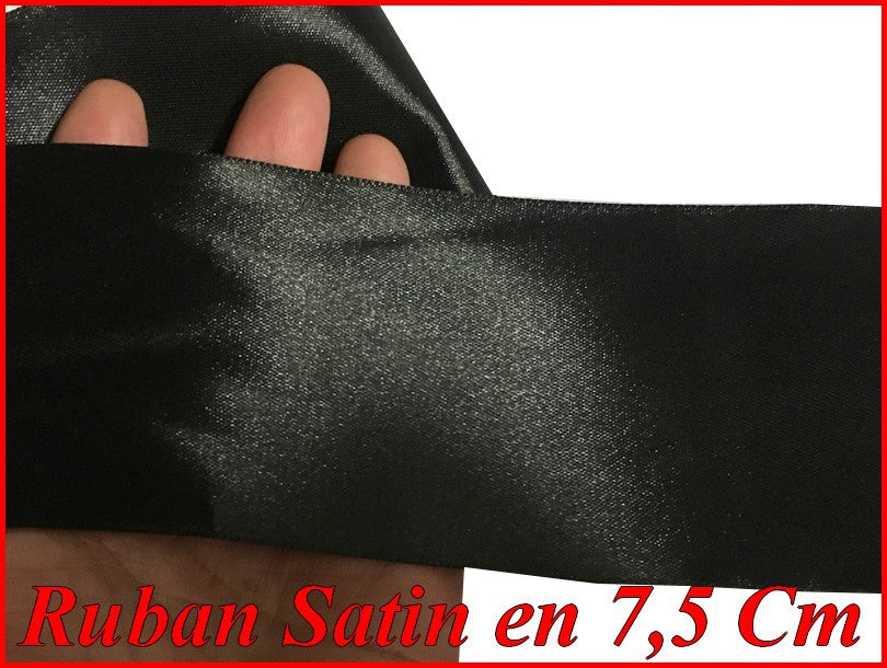 Black Satin Ribbon 75mm / 7.5cm per meter for decorations and crafts