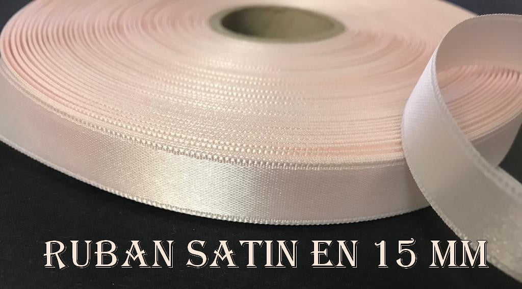 Ruban Satin Rose En 15 mm / 1,5 Cm Au Mètre Pour Décorations Et Loisirs Créatifs