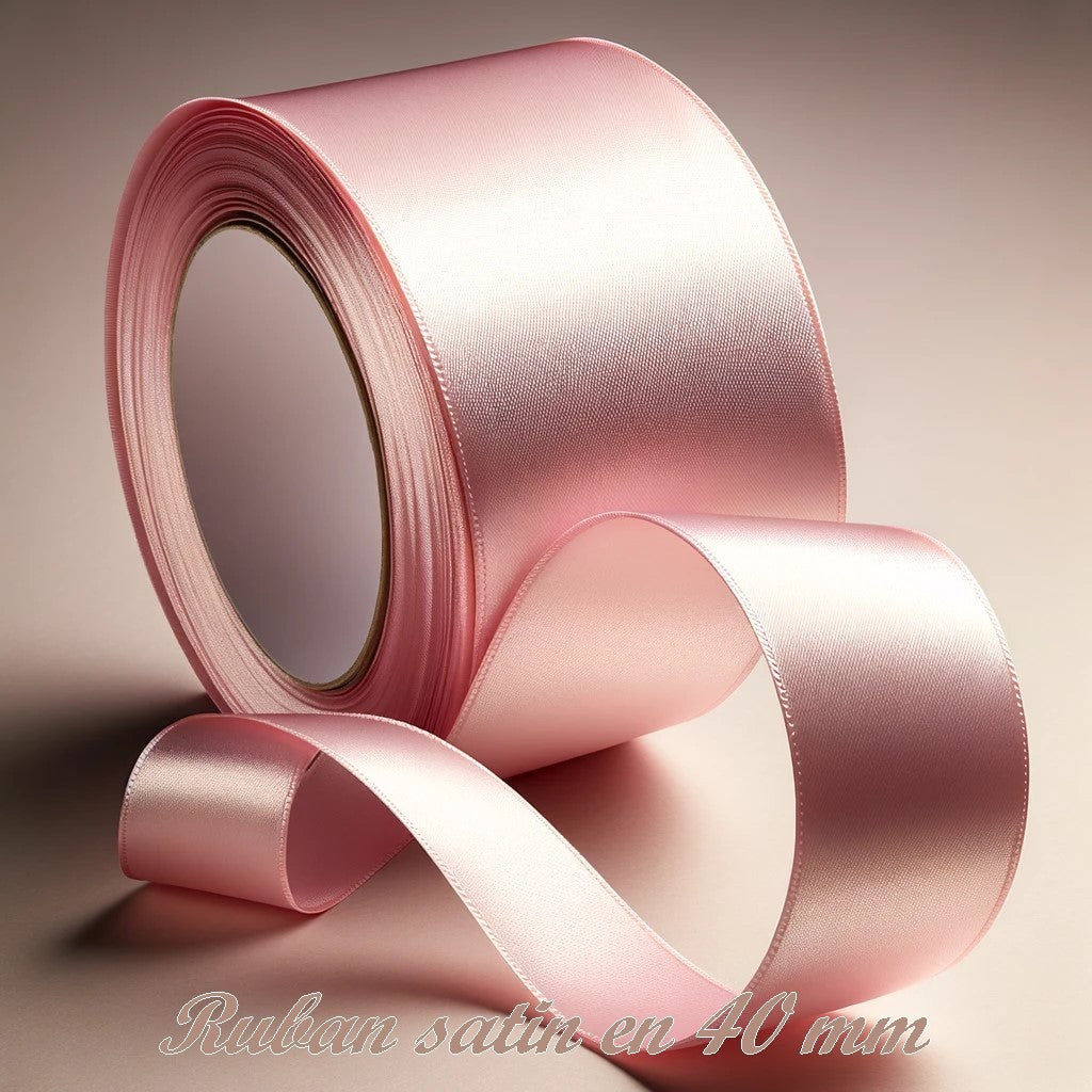 40mm Pink Satin Ribbon by the Meter for Sewing Decoration and Crafts