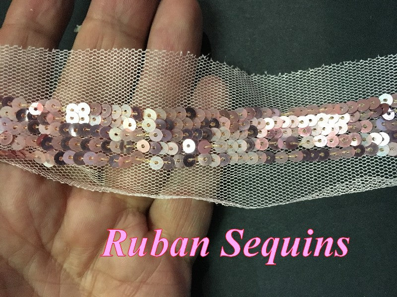 4cm Pink Tulle Sequin Ribbon for Decorations and Customizations.