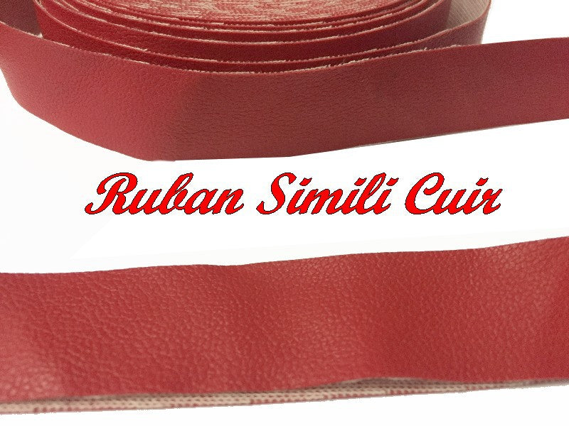 Ruban Simili Cuir Mat En 25 mm Rouge Au Mètre