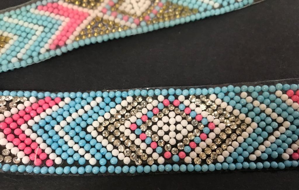 Turquoise Rhinestone and Pearl Ribbon by the Meter: Pure Elegance