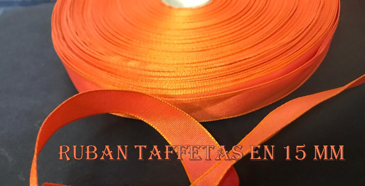 Ruban Taffetas Orange en 15 mm Au Mètre Double Face A Coudre Pour La Décoration Et Loisirs Créatifs