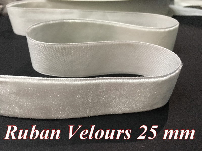 25mm Velvet Ribbon White Color For Clothing and Crafts
