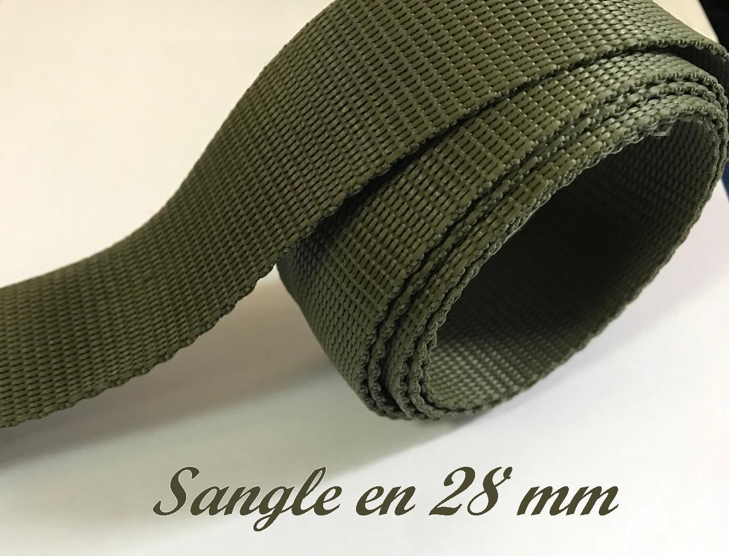 Khaki Webbing by the Meter in 28 mm to Sew for Belts and Bags.