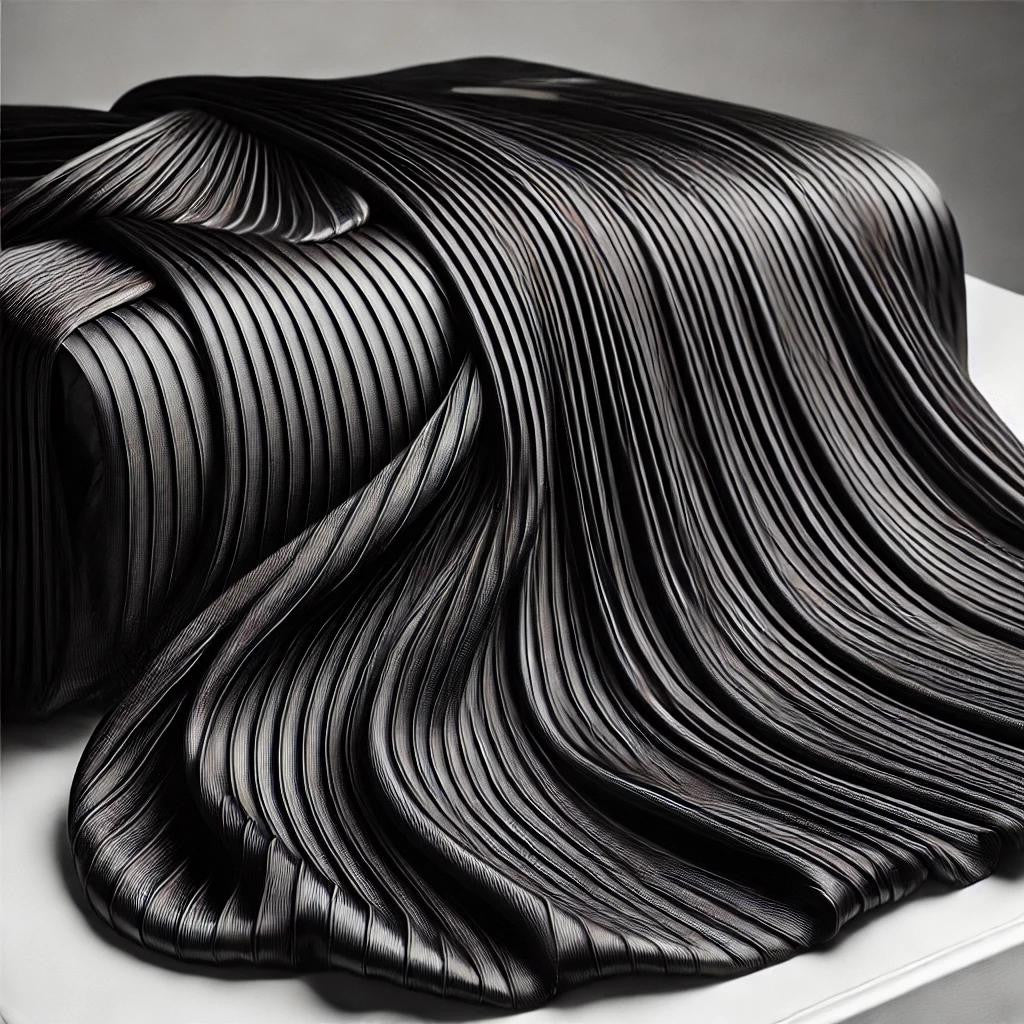 Pleated satin in black silk drape: Elegance and finesse