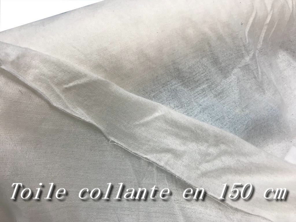 Iron-on by the meter, in white adhesive canvas fabric, 150 cm wide.