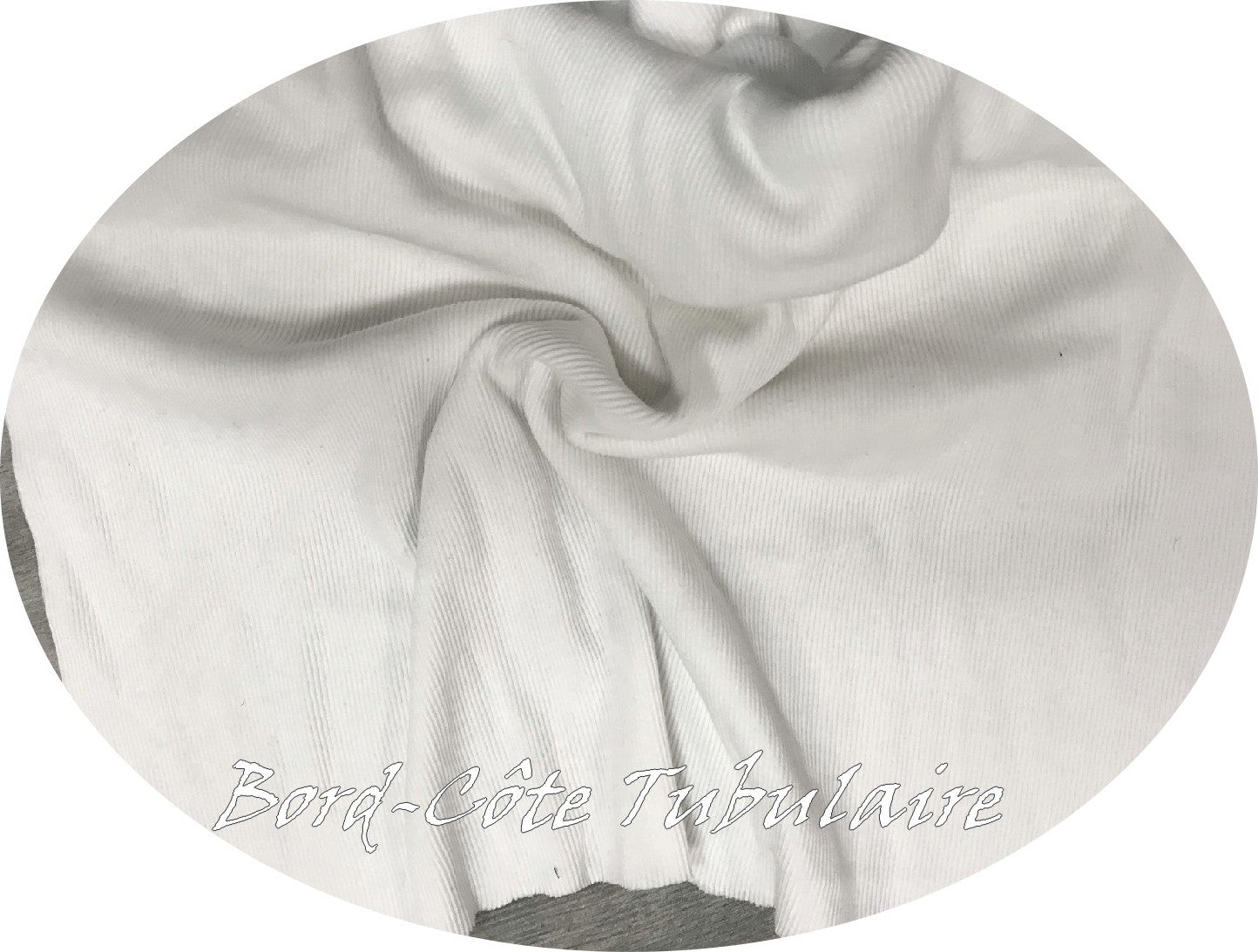 Tissu Bord-Côte Tubulaire en jersey coton blanc au mètre