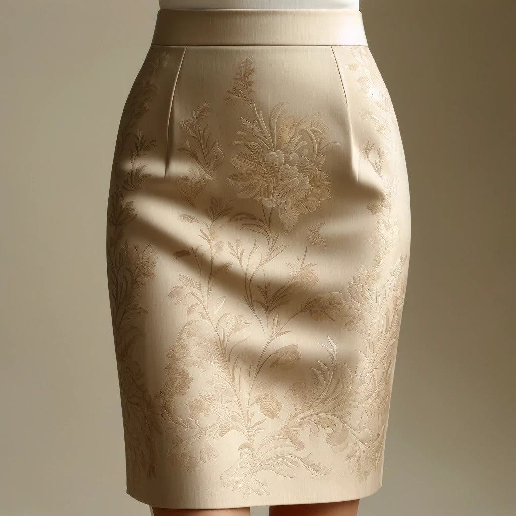 Beige Gold Brocade Fabric - Elegance and Refinement for your Creations.