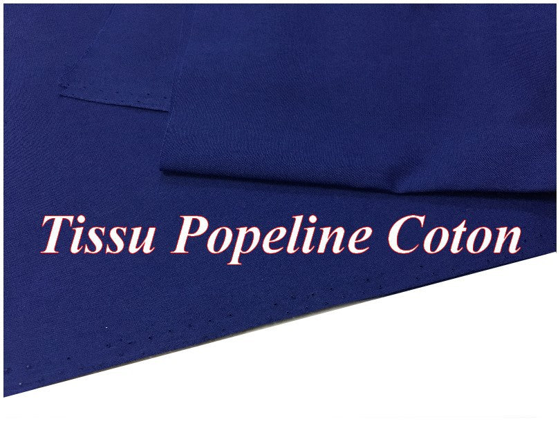 Tissu Coton Bleu Indigo Popeline Au Mètre En Grande Largeur