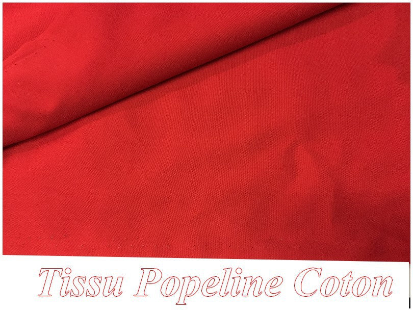 Tissu Coton Rouge En Popeline Au Mètre En Grande Largeur
