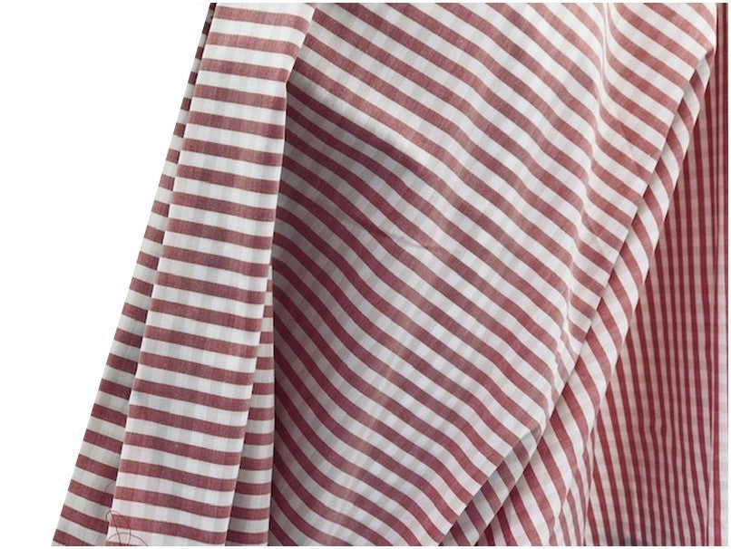 Tissu Coton Stretch Imprimé Rayure ROUGE Au Mètre En Grande Largeur