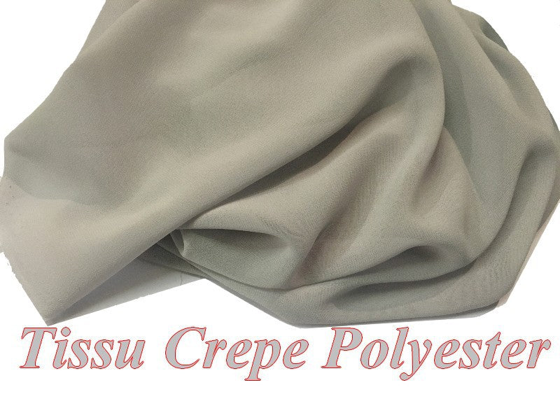 Grey Polyester Georgette Crepe Fabric for Sewing, Decorating and Customizing.