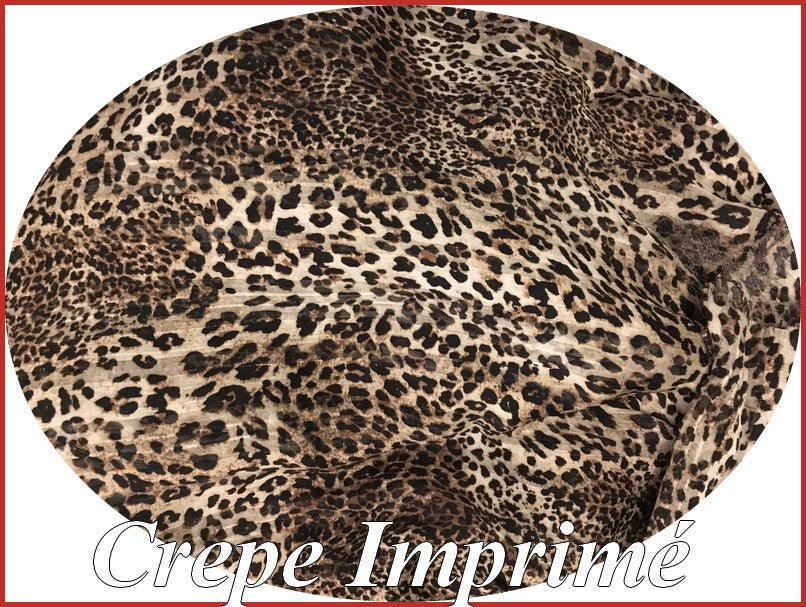 Leopard Print Crepe Fabric for Sewing, Blouses, Skirts, and Customizations.