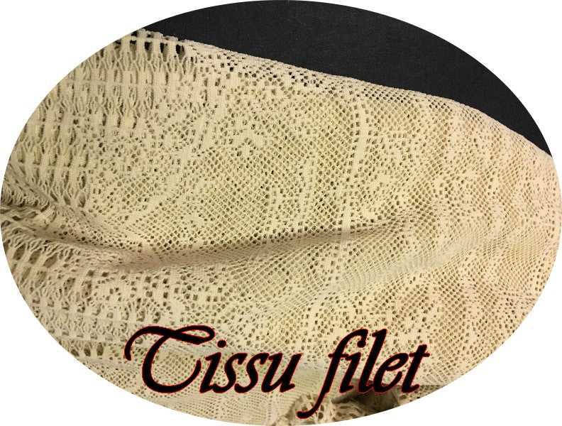 Tissu Dentelle Filet Lycra Au Mètre Beige, Pour Lingerie.